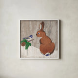 Gentle Critters Bunny by Beth Grove. Shown in a crisp white glass frame for a clean and minimalist style. Available as an archival giclee rolled canvas, fine art paper, or poster print. SKU 44448a.