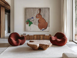 Gentle Critters Bunny by Beth Grove. Shown as extra-large giant wall art in a modern living room. Available as an archival giclee rolled canvas, fine art paper, or poster print. SKU 44448a.