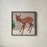 Gentle Critters Deer by Beth Grove. Shown in a sleek black glass frame for a contemporary gallery look. Available as an archival giclee rolled canvas, fine art paper, or poster print. SKU 44447a.