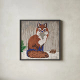Gentle Critters Fox by Beth Grove. Shown in a sleek black glass frame for a contemporary gallery look. Available as an archival giclee rolled canvas, fine art paper, or poster print. SKU 44446a.