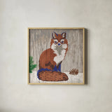 Gentle Critters Fox by Beth Grove. Shown in a natural wood glass frame for a timeless modern aesthetic. Available as an archival giclee rolled canvas, fine art paper, or poster print. SKU 44446a.