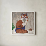 Gentle Critters Fox by Beth Grove. Shown in a crisp white glass frame for a clean and minimalist style. Available as an archival giclee rolled canvas, fine art paper, or poster print. SKU 44446a.