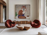 Gentle Critters Fox by Beth Grove. Shown as extra-large giant wall art in a modern living room. Available as an archival giclee rolled canvas, fine art paper, or poster print. SKU 44446a.