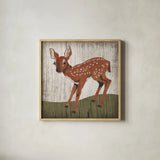 Gentle Critters II Summer by Beth Grove. Shown in a natural wood glass frame for a timeless modern aesthetic. Available as an archival giclee rolled canvas, fine art paper, or poster print. SKU 44442a.