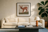 Gentle Critters II Summer by Beth Grove. Displayed in a glass frame with matte in a clean modern living room. Available as an archival giclee rolled canvas, fine art paper, or poster print. SKU 44442a.