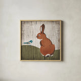 Gentle Critters III Summer by Beth Grove. Shown in a natural wood glass frame for a timeless modern aesthetic. Available as an archival giclee rolled canvas, fine art paper, or poster print. SKU 44443a.