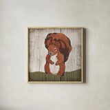 Gentle Critters IV Summer by Beth Grove. Shown in a natural wood glass frame for a timeless modern aesthetic. Available as an archival giclee rolled canvas, fine art paper, or poster print. SKU 44444a.