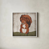 Gentle Critters IV Summer by Beth Grove. Shown in a crisp white glass frame for a clean and minimalist style. Available as an archival giclee rolled canvas, fine art paper, or poster print. SKU 44444a.