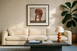 Gentle Critters IV Summer by Beth Grove. Displayed in a glass frame with matte in a clean modern living room. Available as an archival giclee rolled canvas, fine art paper, or poster print. SKU 44444a.