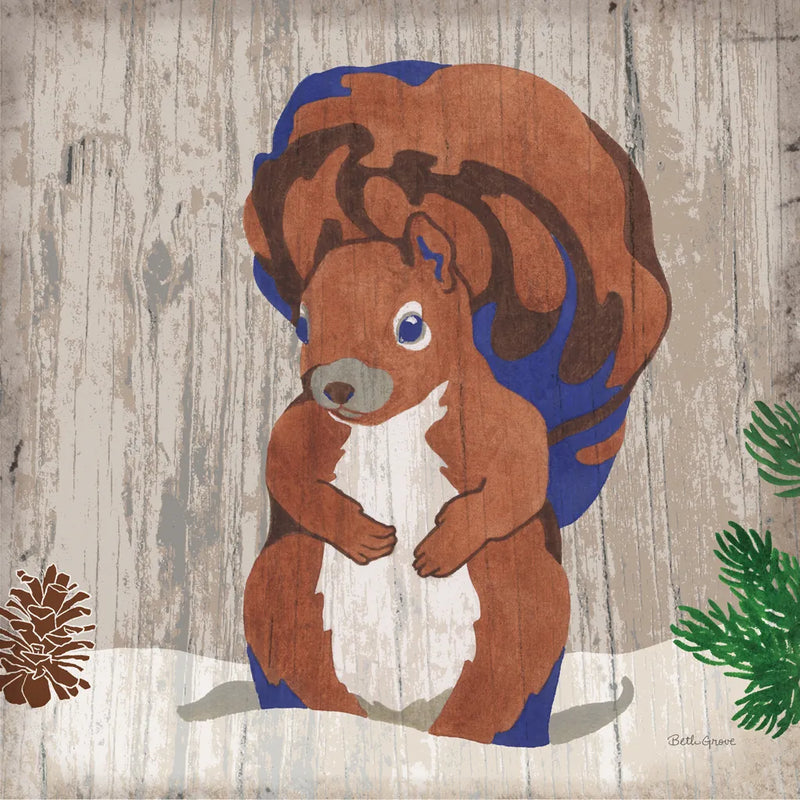 Gentle Critters Squirrel by Beth Grove. SKU 44445a. Archival Giclee Fine art print for wall decor.