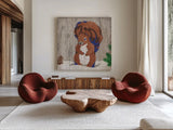 Gentle Critters Squirrel by Beth Grove. Shown as extra-large giant wall art in a modern living room. Available as an archival giclee rolled canvas, fine art paper, or poster print. SKU 44445a.