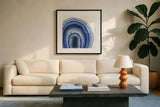 Geode I by Beth Grove. Displayed in a glass frame with matte in a clean modern living room. Available as an archival giclee rolled canvas, fine art paper, or poster print. SKU 72200a.