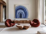 Geode I by Beth Grove. Shown as extra-large giant wall art in a modern living room. Available as an archival giclee rolled canvas, fine art paper, or poster print. SKU 72200a.