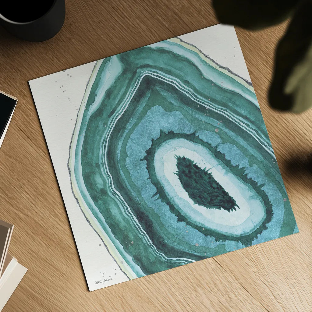 Geode II by Beth Grove. Shown as a detailed flat fine art print, highlighting archival giclee quality. Available as an archival giclee rolled canvas, fine art paper, or poster print. SKU 72201a.