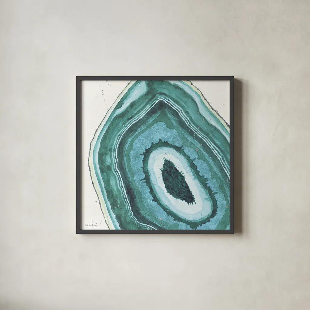 Geode II by Beth Grove. Shown in a sleek black glass frame for a contemporary gallery look. Available as an archival giclee rolled canvas, fine art paper, or poster print. SKU 72201a.