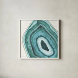 Geode II by Beth Grove. Shown in a crisp white glass frame for a clean and minimalist style. Available as an archival giclee rolled canvas, fine art paper, or poster print. SKU 72201a.