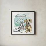 Glamour Pups III by Beth Grove. Shown in a sleek black glass frame for a contemporary gallery look. Available as an archival giclee rolled canvas, fine art paper, or poster print. SKU 28047a.