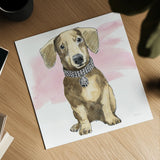 Glamour Pups IX on Pink by Beth Grove. Shown as a detailed flat fine art print, highlighting archival giclee quality. Available as an archival giclee rolled canvas, fine art paper, or poster print. SKU 32045a.