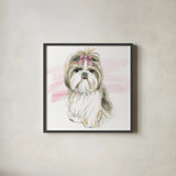 Glamour Pups VIII by Beth Grove. Shown in a sleek black glass frame for a contemporary gallery look. Available as an archival giclee rolled canvas, fine art paper, or poster print. SKU 29729a.