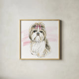 Glamour Pups VIII by Beth Grove. Shown in a natural wood glass frame for a timeless modern aesthetic. Available as an archival giclee rolled canvas, fine art paper, or poster print. SKU 29729a.