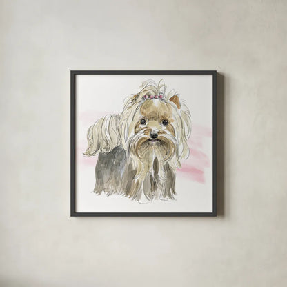 Glamour Pups XII by Beth Grove. Shown in a sleek black glass frame for a contemporary gallery look. Available as an archival giclee rolled canvas, fine art paper, or poster print. SKU 29733a.