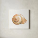 Golden Treasures I on White by Beth Grove. Shown in a crisp white glass frame for a clean and minimalist style. Available as an archival giclee rolled canvas, fine art paper, or poster print. SKU 24029a.