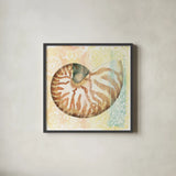 Golden Treasures IV by Beth Grove. Shown in a sleek black glass frame for a contemporary gallery look. Available as an archival giclee rolled canvas, fine art paper, or poster print. SKU 23521a.