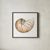 Golden Treasures IV on White by Beth Grove. Shown in a sleek black glass frame for a contemporary gallery look. Available as an archival giclee rolled canvas, fine art paper, or poster print. SKU 24032a.