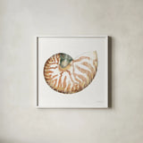 Golden Treasures IV on White by Beth Grove. Shown in a crisp white glass frame for a clean and minimalist style. Available as an archival giclee rolled canvas, fine art paper, or poster print. SKU 24032a.