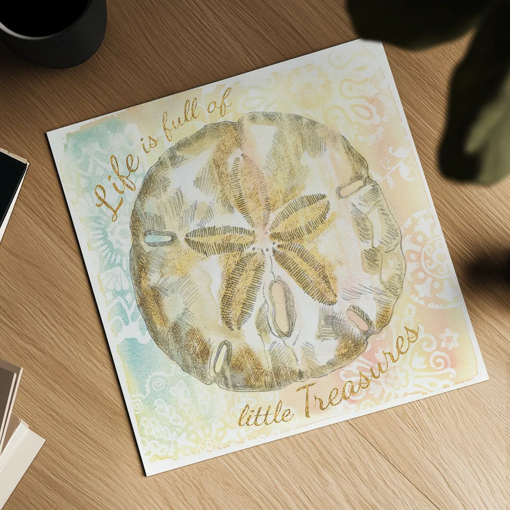 Golden Treasures Inspiration VII by Beth Grove. Shown as a detailed flat fine art print, highlighting archival giclee quality. Available as an archival giclee rolled canvas, fine art paper, or poster print. SKU 23532a.