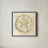 Golden Treasures Inspiration VII by Beth Grove. Shown in a sleek black glass frame for a contemporary gallery look. Available as an archival giclee rolled canvas, fine art paper, or poster print. SKU 23532a.