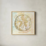 Golden Treasures Inspiration VII by Beth Grove. Shown in a natural wood glass frame for a timeless modern aesthetic. Available as an archival giclee rolled canvas, fine art paper, or poster print. SKU 23532a.