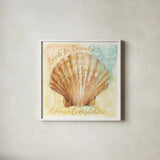 Golden Treasures Inspiration VIII by Beth Grove. Shown in a crisp white glass frame for a clean and minimalist style. Available as an archival giclee rolled canvas, fine art paper, or poster print. SKU 23533a.