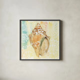 Golden Treasures V by Beth Grove. Shown in a sleek black glass frame for a contemporary gallery look. Available as an archival giclee rolled canvas, fine art paper, or poster print. SKU 23522a.