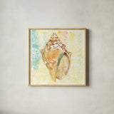 Golden Treasures V by Beth Grove. Shown in a natural wood glass frame for a timeless modern aesthetic. Available as an archival giclee rolled canvas, fine art paper, or poster print. SKU 23522a.