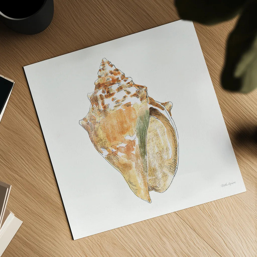 Golden Treasures V on White by Beth Grove. Shown as a detailed flat fine art print, highlighting archival giclee quality. Available as an archival giclee rolled canvas, fine art paper, or poster print. SKU 24033a.