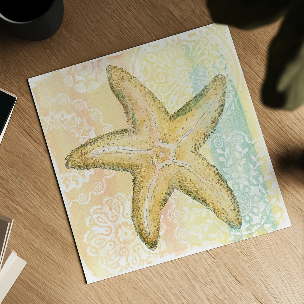 Golden Treasures VI by Beth Grove. Shown as a detailed flat fine art print, highlighting archival giclee quality. Available as an archival giclee rolled canvas, fine art paper, or poster print. SKU 23523a.