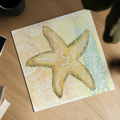 Golden Treasures VI by Beth Grove. Shown as a detailed flat fine art print, highlighting archival giclee quality. Available as an archival giclee rolled canvas, fine art paper, or poster print. SKU 23523a.