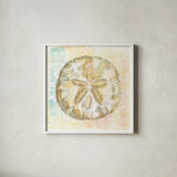 Golden Treasures VII by Beth Grove. Shown in a crisp white glass frame for a clean and minimalist style. Available as an archival giclee rolled canvas, fine art paper, or poster print. SKU 23524a.
