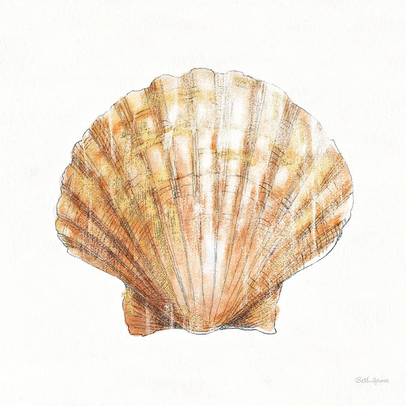 Golden Treasures VIII on White by Beth Grove. SKU 24036a. Archival Giclee Fine art print for wall decor.