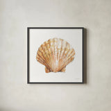 Golden Treasures VIII on White by Beth Grove. Shown in a sleek black glass frame for a contemporary gallery look. Available as an archival giclee rolled canvas, fine art paper, or poster print. SKU 24036a.