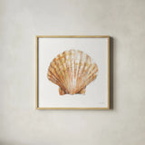 Golden Treasures VIII on White by Beth Grove. Shown in a natural wood glass frame for a timeless modern aesthetic. Available as an archival giclee rolled canvas, fine art paper, or poster print. SKU 24036a.