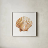Golden Treasures VIII on White by Beth Grove. Shown in a crisp white glass frame for a clean and minimalist style. Available as an archival giclee rolled canvas, fine art paper, or poster print. SKU 24036a.