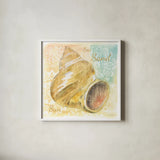 GoldenTreasures Inspiration II by Beth Grove. Shown in a crisp white glass frame for a clean and minimalist style. Available as an archival giclee rolled canvas, fine art paper, or poster print. SKU 23527a.