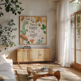 Halloween Classics VI by Beth Grove. Shown in a natural wood frame in a cozy modern living room. Available as an archival giclee rolled canvas, fine art paper, or poster print. SKU 85931a.