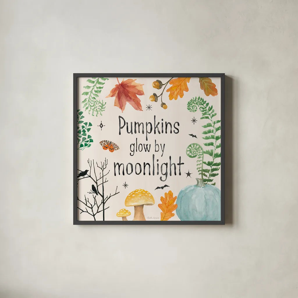 Halloween Classics VII by Beth Grove. Shown in a sleek black glass frame for a contemporary gallery look. Available as an archival giclee rolled canvas, fine art paper, or poster print. SKU 85932a.