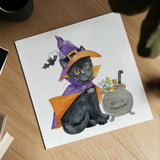 Halloween Pets I by Beth Grove. Shown as a detailed flat fine art print, highlighting archival giclee quality. Available as an archival giclee rolled canvas, fine art paper, or poster print. SKU 41590a.