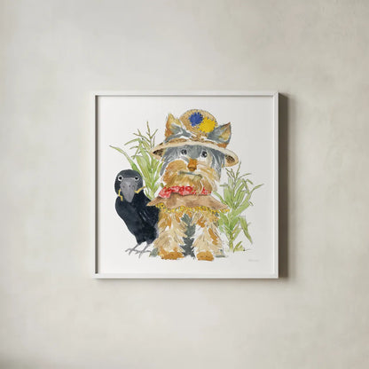 Halloween Pets IV by Beth Grove. Shown in a crisp white glass frame for a clean and minimalist style. Available as an archival giclee rolled canvas, fine art paper, or poster print. SKU 41593a.