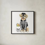 Halloween Pets VII Square by Beth Grove. Shown in a sleek black glass frame for a contemporary gallery look. Available as an archival giclee rolled canvas, fine art paper, or poster print. SKU 57878a.
