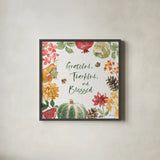 Harvest Bouquet II by Beth Grove. Shown in a sleek black glass frame for a contemporary gallery look. Available as an archival giclee rolled canvas, fine art paper, or poster print. SKU 53776a.